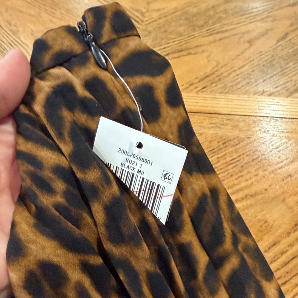 LRL Lauren Ralph Lauren Ocelot Animal Print Pleated Georgette Skirt Women's 14 - Picture 10 of 16